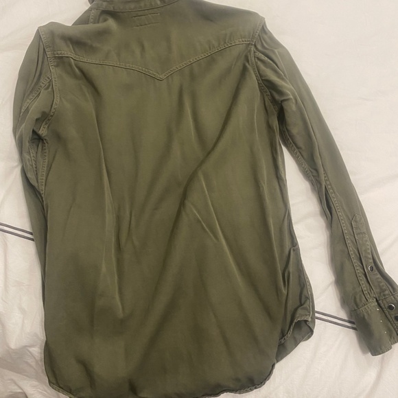 WESTERN SHIRT IN KHAKI STONEWASHED DENIM - Picture 5 of 10